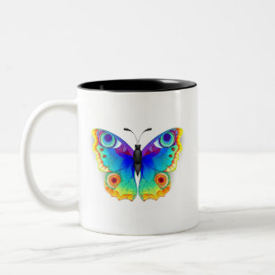 Rainbow Butterfly Peacock Eye Tweekleurige Koffiemok