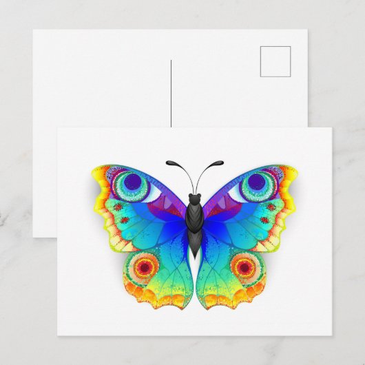 Rainbow Butterfly Peacock Eye Uitnodiging Briefkaart (Voorkant / Achterkant)
