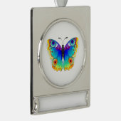 Rainbow Butterfly Peacock Eye Verzilverd Banner Ornament (Rechts)