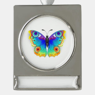 Rainbow Butterfly Peacock Eye Verzilverd Banner Ornament