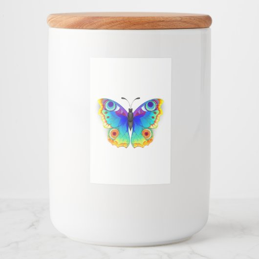 Rainbow Butterfly Peacock Eye Voedselcontainer Etiket (Voorkant)