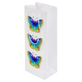 Rainbow Butterfly Peacock Eye Wijn Cadeautas (Achterkant Gekanteld)