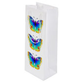 Rainbow Butterfly Peacock Eye Wijn Cadeautas (Voorkant Gekanteld)