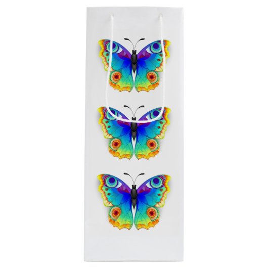 Rainbow Butterfly Peacock Eye Wijn Cadeautas (Voorkant)