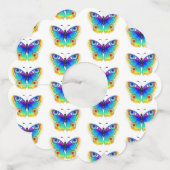 Rainbow Butterfly Peacock Eye Wijnglaslabel (Voorkant)