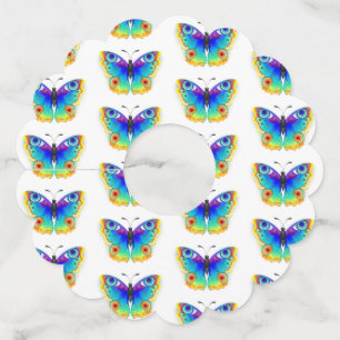 Rainbow Butterfly Peacock Eye Wijnglaslabel