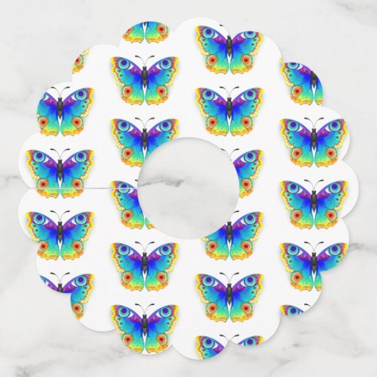 Rainbow Butterfly Peacock Eye Wijnglaslabel (Voorkant)