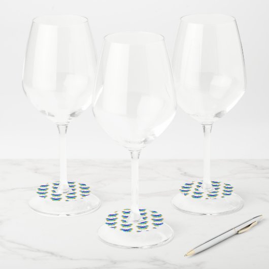 Rainbow Butterfly Peacock Eye Wijnglaslabel (Set)