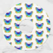 Rainbow Butterfly Peacock Eye Wijnglaslabel (Achterkant)