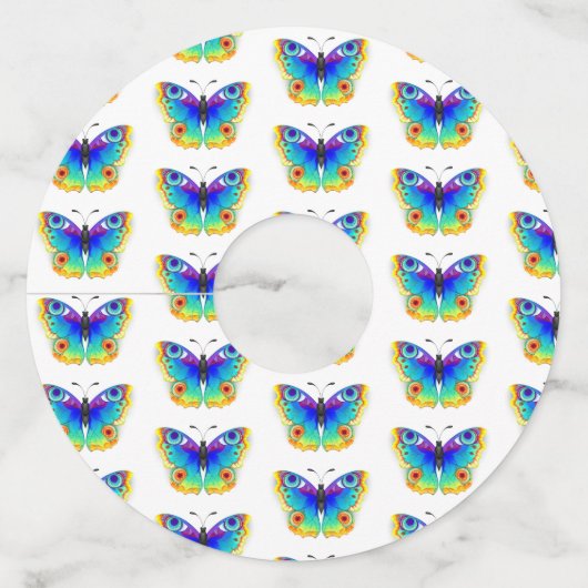 Rainbow Butterfly Peacock Eye Wijnglaslabel (Achterkant)