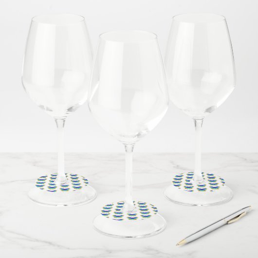 Rainbow Butterfly Peacock Eye Wijnglaslabel (Set)