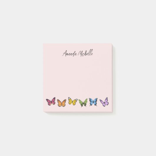 Rainbow Butterfly Personalized Post-it Notes (Voorkant)