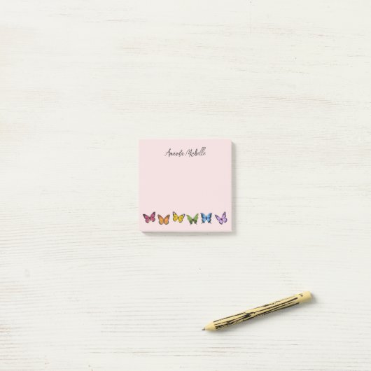 Rainbow Butterfly Personalized Post-it Notes (Op bureau)