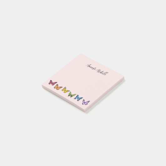 Rainbow Butterfly Personalized Post-it Notes (Schuin)