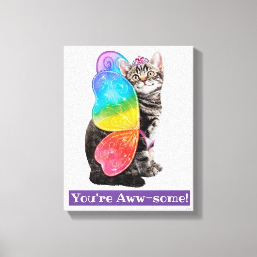 Rainbow Butterfly Princess Kitten Canvas Afdruk (Voorkant)