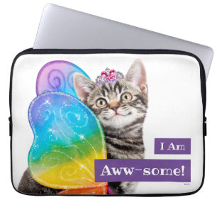 Rainbow Butterfly Princess Kitten Laptop Sleeve