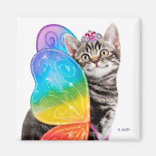 Rainbow Butterfly Princess Kitten Magneet
