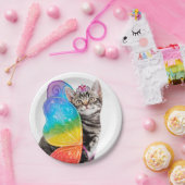 Rainbow Butterfly Princess Kitten Papieren Bordje (Feest)