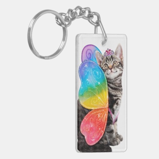 Rainbow Butterfly Princess Kitten Sleutelhanger (Voorkant Links)