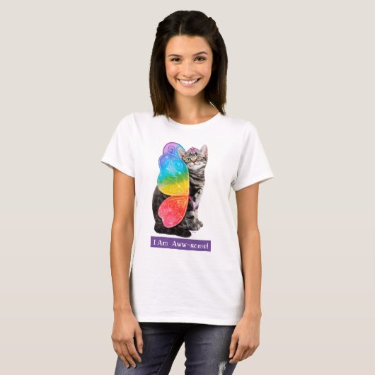 Rainbow Butterfly Princess Kitten T-shirt (Voorkant volledig)
