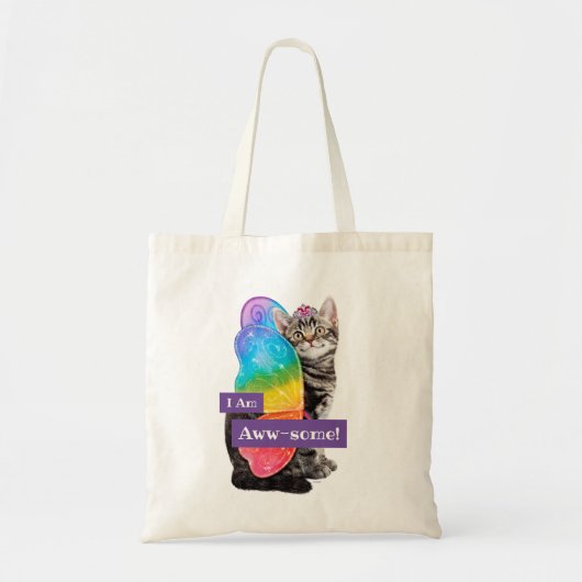 Rainbow Butterfly Princess Kitten Tote Bag (Voorkant)