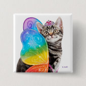 Rainbow Butterfly Princess Kitten Vierkante Button 5,1 Cm (Voorkant)