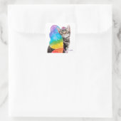 Rainbow Butterfly Princess Kitten Vierkante Sticker (Tas)