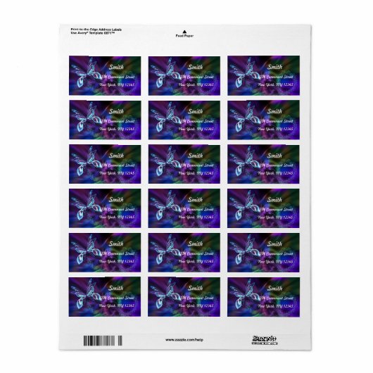 Rainbow Butterfly Return-adreslabel Etiket (Full Sheet)