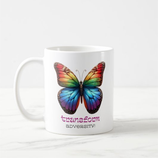 Rainbow Butterfly Transform tegenspoed Motivatie Koffiemok (Links)