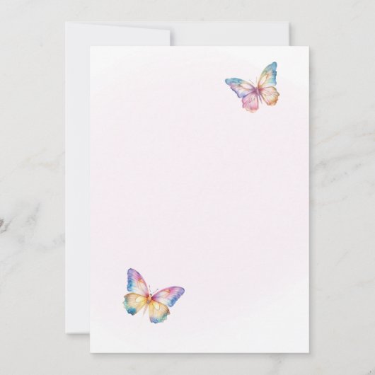 Rainbow Butterfly Verjaardagsfeestuitnodiging Kaart (Achterkant)