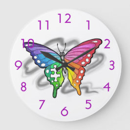 Rainbow Butterfly Wall Clock - Paars Grote Klok