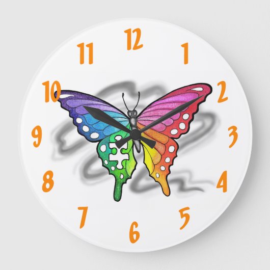 Rainbow Butterfly Wall klok (Voorkant)