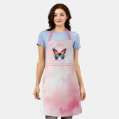 Rainbow Butterfly Waterverf Roze Gepersonaliseerd Schort (Gedragen)