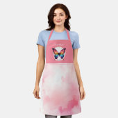 Rainbow Butterfly Waterverf Roze Gepersonaliseerd Schort (Gedragen)