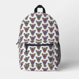Rainbow Butterfly (white) - Backpack Bedrukte Rugzak