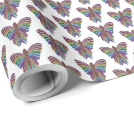 Rainbow Butterfly (wit) - Inpakpapier