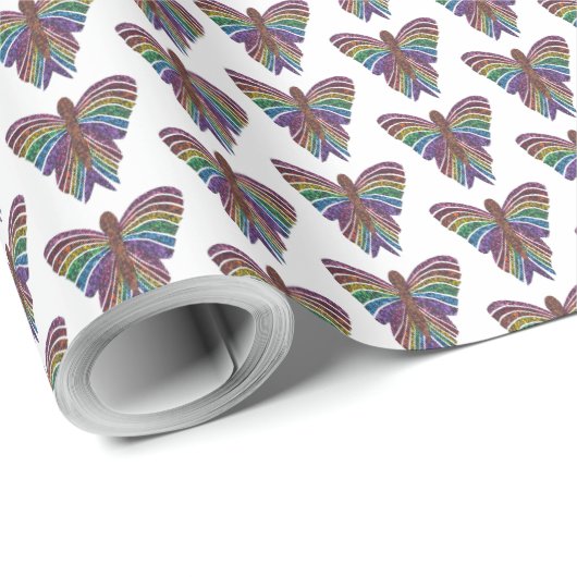 Rainbow Butterfly (wit) - Inpakpapier (Rol Hoek)
