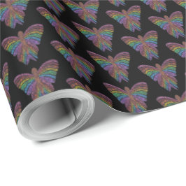 Rainbow Butterfly (zwart) - Inpakpapier