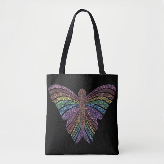 Rainbow Butterfly (zwart) - Tas (Voorkant)