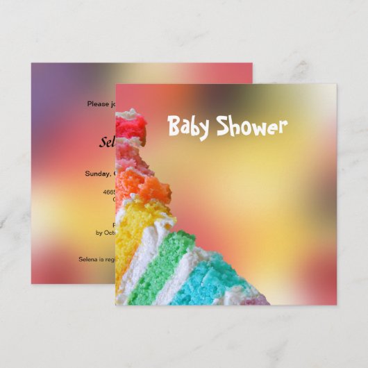 Rainbow Cake Baby shower Kaart (Voorkant / Achterkant)