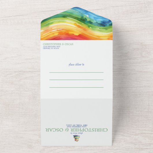 Rainbow Cake bruiloft uitnodiging (Buitenkant)