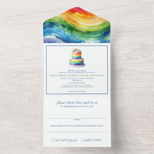 Rainbow Cake bruiloft uitnodiging (Binnen)