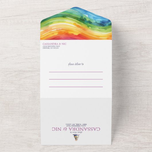 Rainbow Cake bruiloft uitnodiging (Buitenkant)