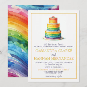 Rainbow Cake bruiloft uitnodiging
