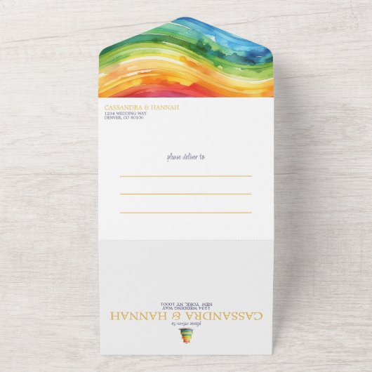 Rainbow Cake bruiloft uitnodiging (Buitenkant)