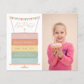 Rainbow Cake Girl Budget Foto Verjaardagsfeest (Voorkant)