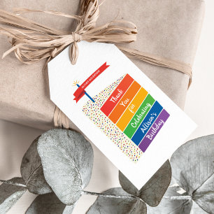 Rainbow Cake Happy Birthday - Aangepast op maat Cadeaulabel