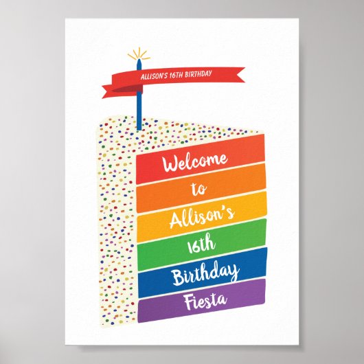 Rainbow Cake Happy Birthday - Aangepast op maat Poster (Voorkant)