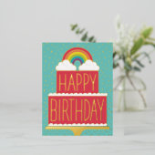 Rainbow Cake Happy Birthday Gold Folie Feestdagen Briefkaart (Staand Voorkant)