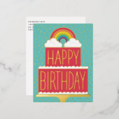Rainbow Cake Happy Birthday Gold Folie Feestdagen Briefkaart (Voorkant / Achterkant)
